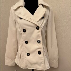 Women's Cream Double-Breasted Peacoat